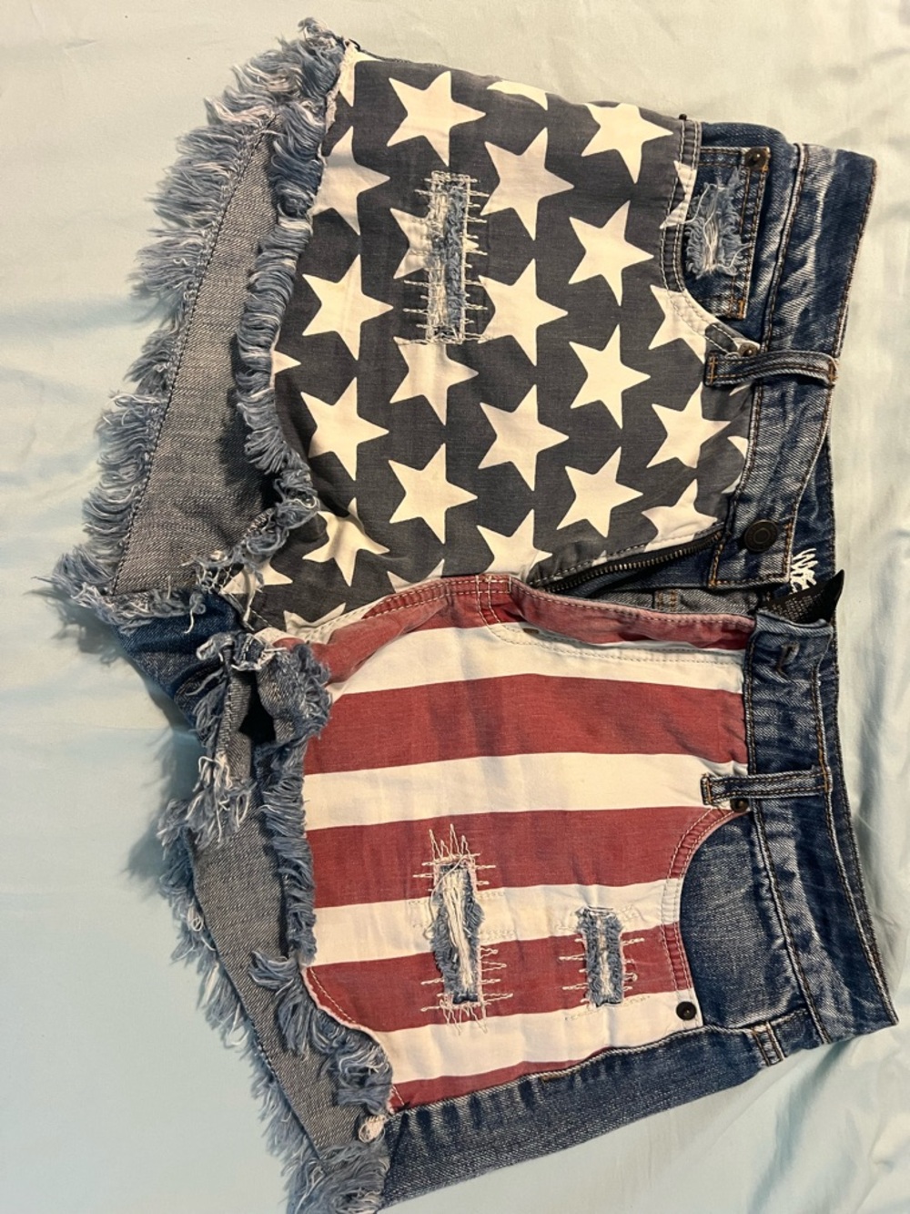 Stars & Stripes Distressed Denim Cutoff Shorts